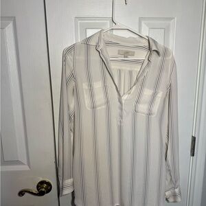 LOFT Women's Striped White Blouse